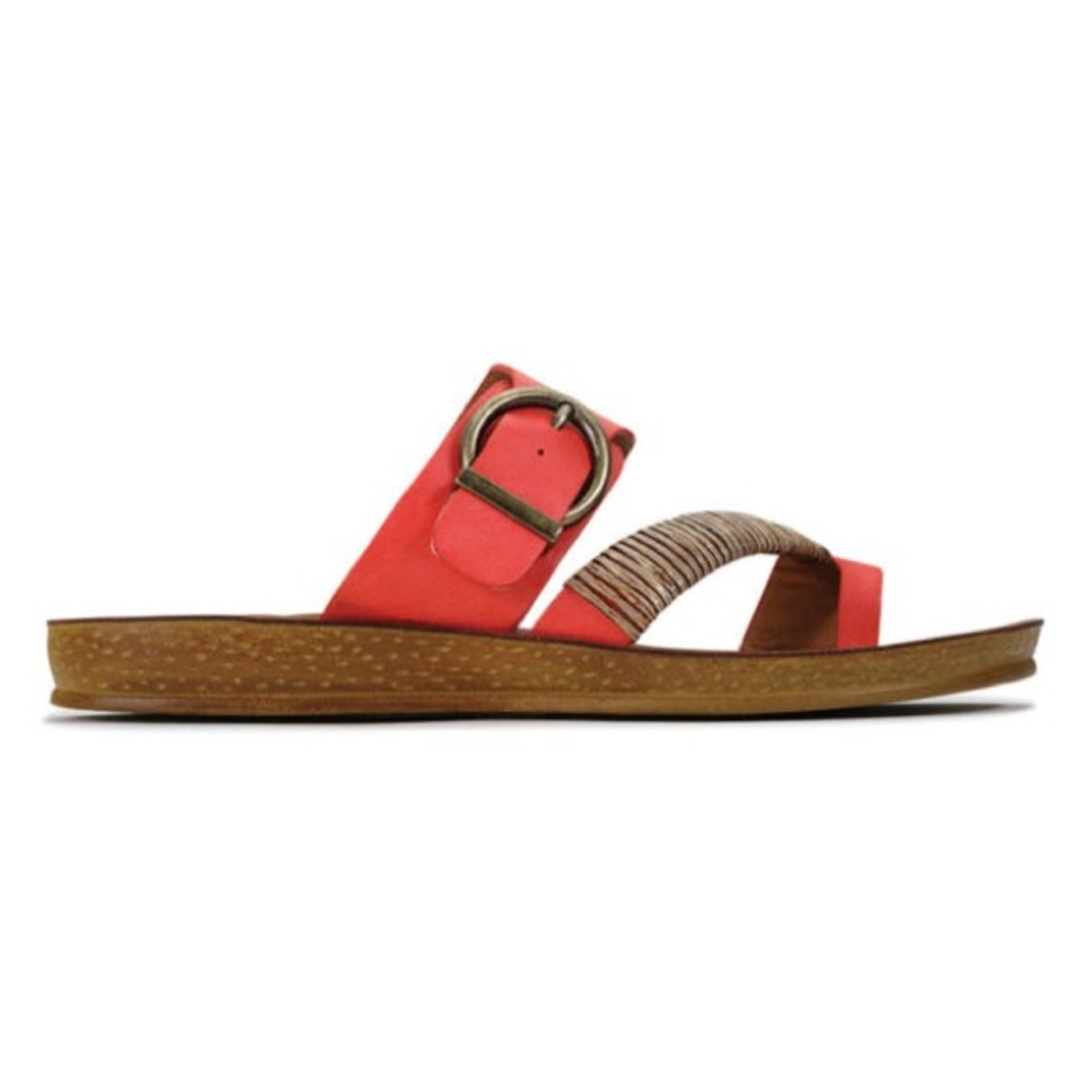 Coral Slide Sandals with Buckle